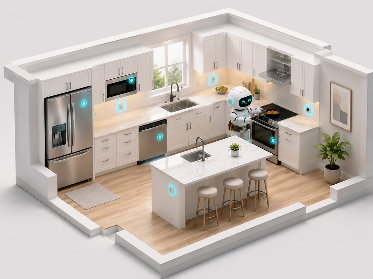 Kitchen with refrigerator, range, and appliances tracked by Fixr