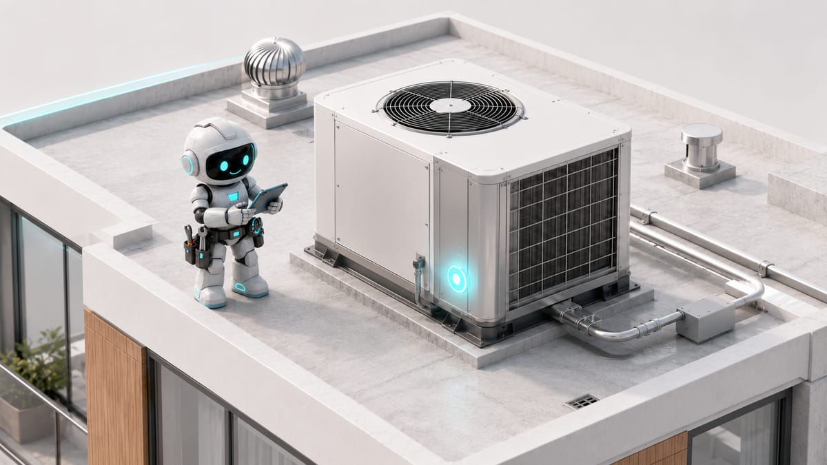 Rooftop HVAC condenser inspected with the Fixr app
